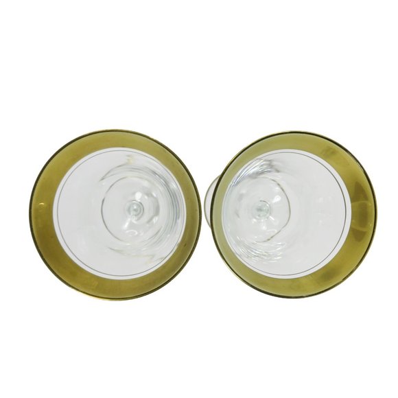 Vintage TWO (2) Tiffin? Minton? Gold Encrusted Band Clear Smooth 6.75" Glasses - Picture 9 of 15